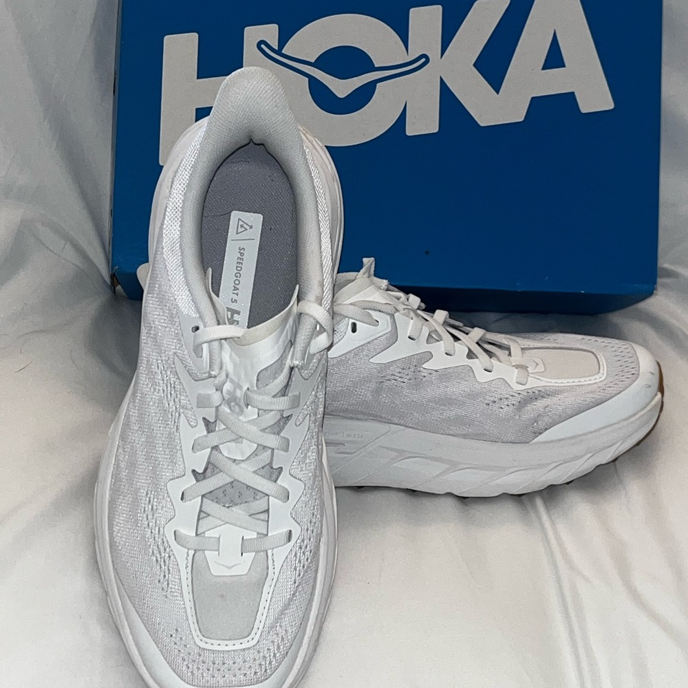 Hoka One One White Athletic Shoes with Cushioned Sole